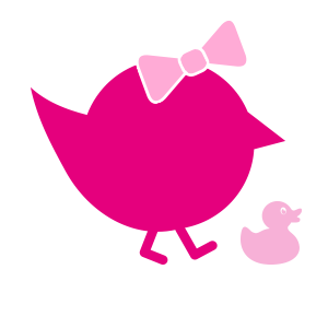 pinkes Kueken mit Schleife und Ente