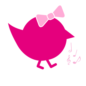 pinkes Kueken mit Schleife und Musiknoten
